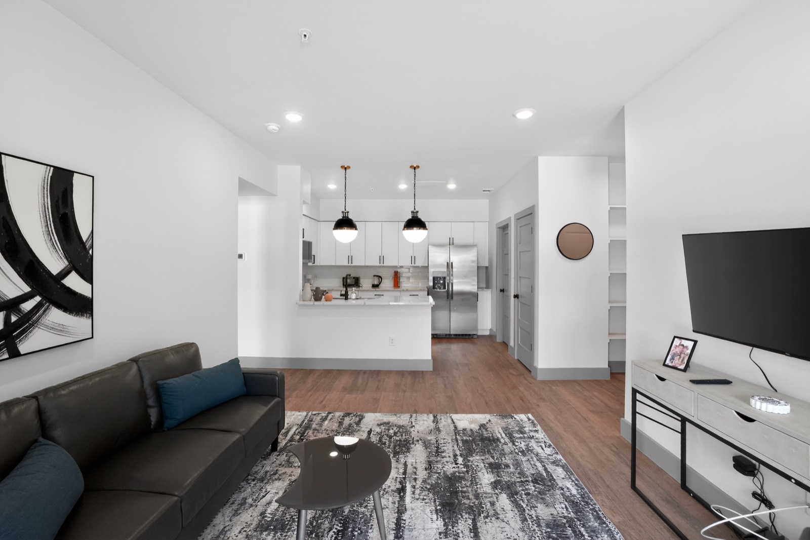 Furnished living room at Rhone, Austin TX